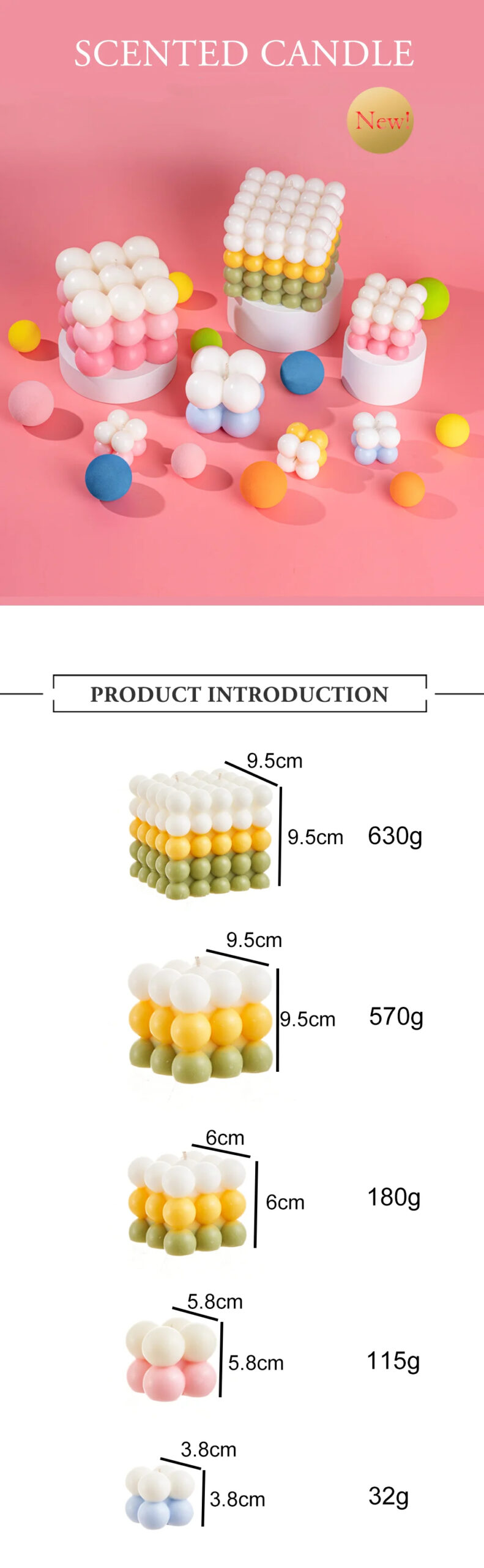 Angfei factory brand sweet scents cube gold color bubble molded scented (6)