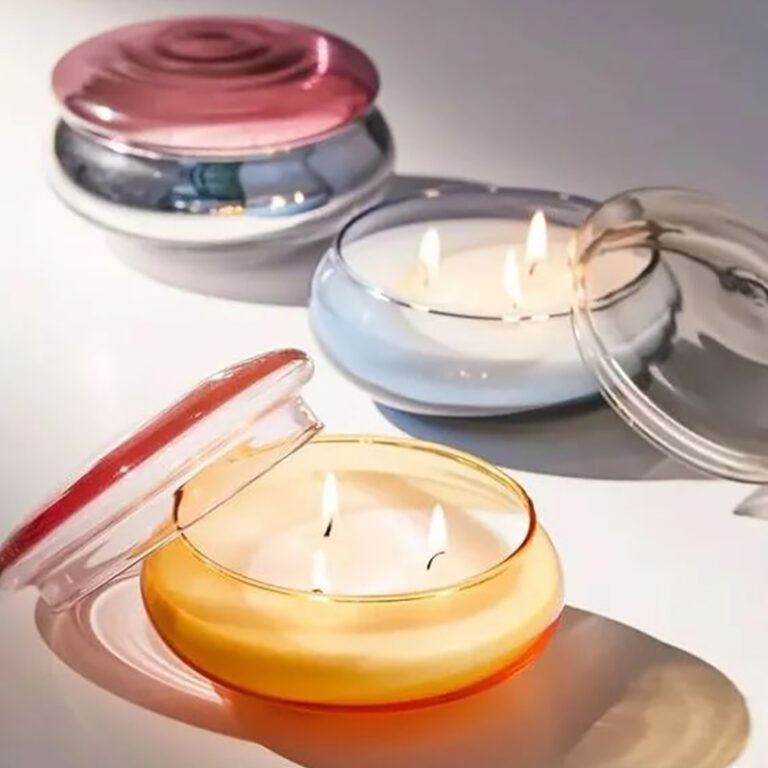 FLAT Glass Scented Candle Jar with 3 wicks (3)